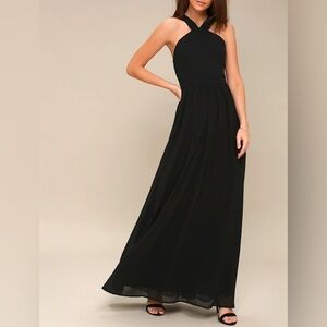 Lulus Air of Romance Black Maxi Dress - L